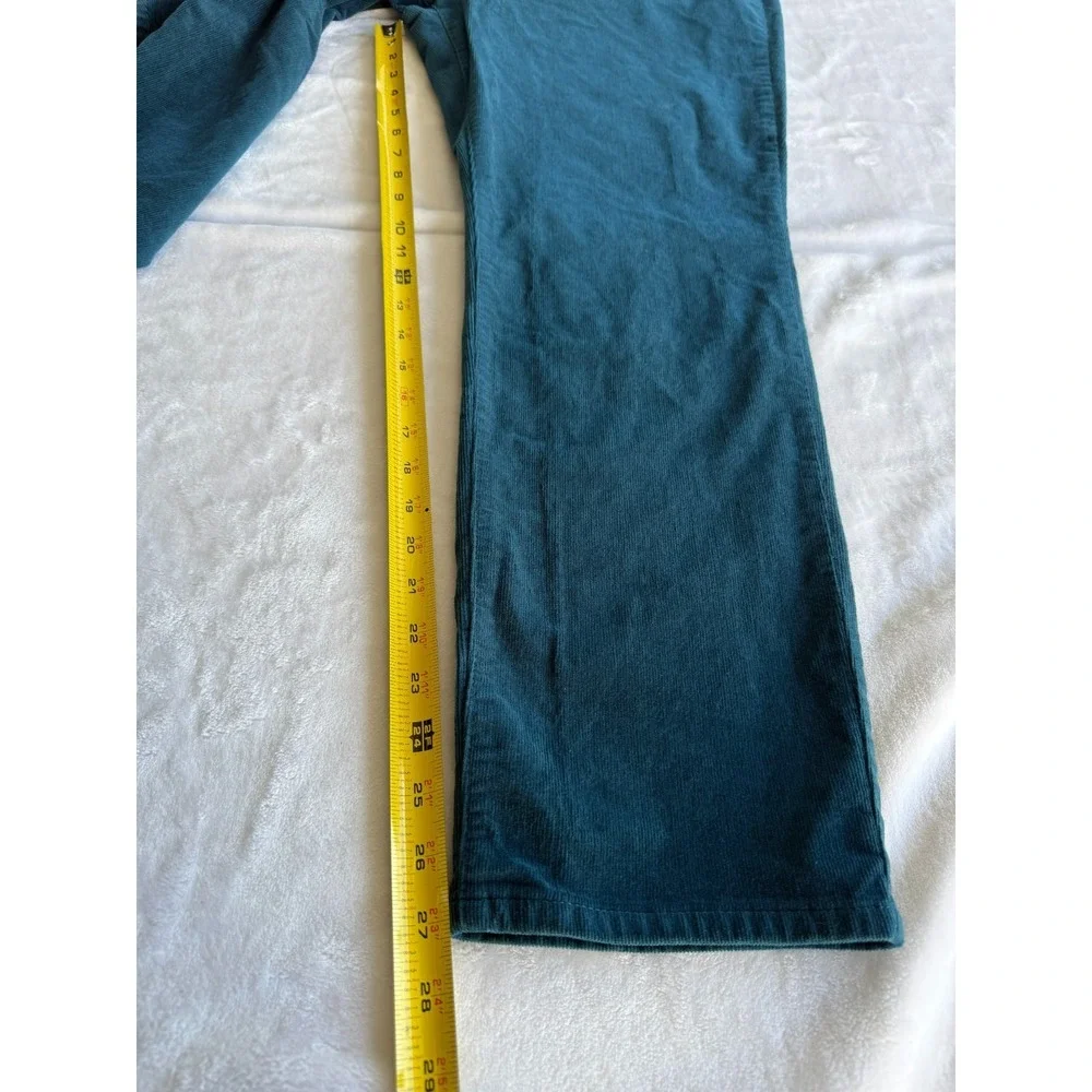 Talbots Corduroy Pants Womens Sz 16P Green High Waist Straight Leg Dark Academic